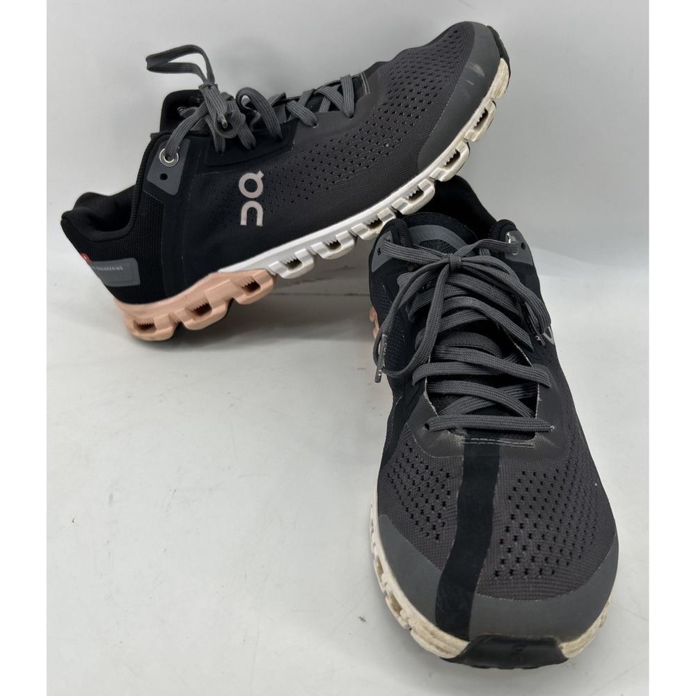 On Cloudflow Running Sneakers Rock Rose Dark Grey With Peach Women's 8